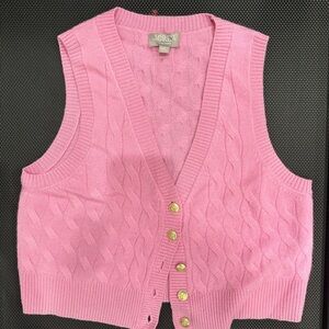 J. Crew Pink Cashmere Cable Knit Sweater Vest